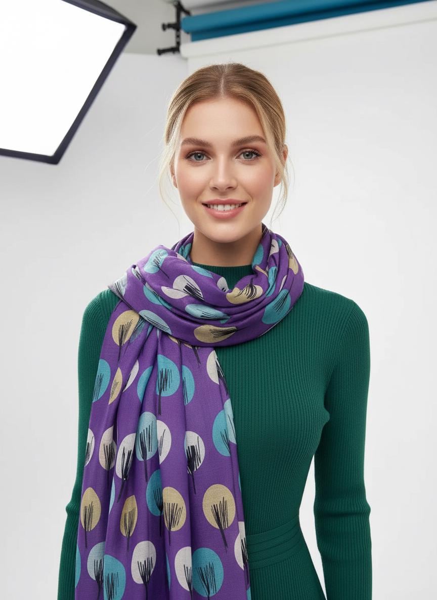 Tropical Leaf Print Scarf Lightweight Fashion Wrap Comes with a gift bag