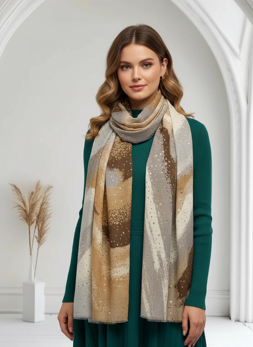 Glitter Two Tone Gradual Colour Fade Print Scarf For Women Comes with a gift bag