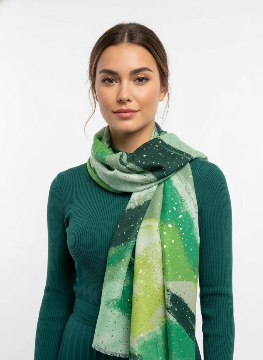 Glitter Two Tone Gradual Colour Fade Print Scarf For Women Comes with a gift bag