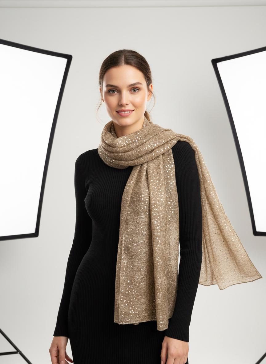 Glitter Gradient Scarf With Foil Metallic Lightweight Print Scarf Wrap Gifts for Her, Mothers Day Gifts Comes with a gift bag