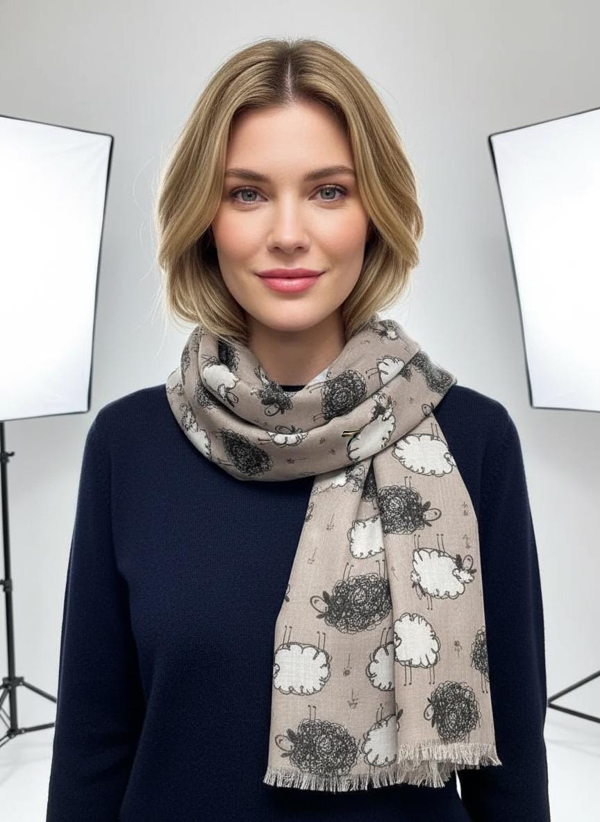 Lightweight Sheep Print Scarf For Sheep Lovers Comes with a gift bag