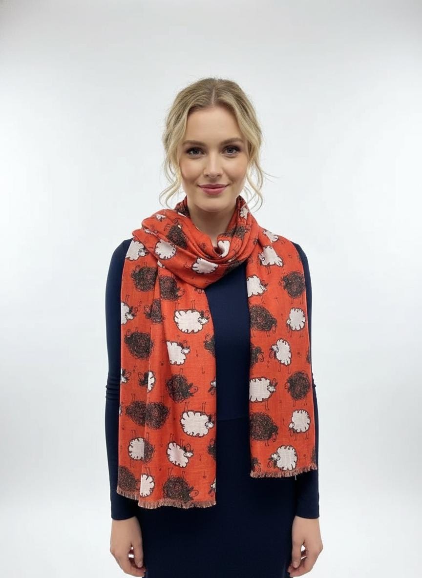 Lightweight Sheep Print Scarf For Sheep Lovers Comes with a gift bag
