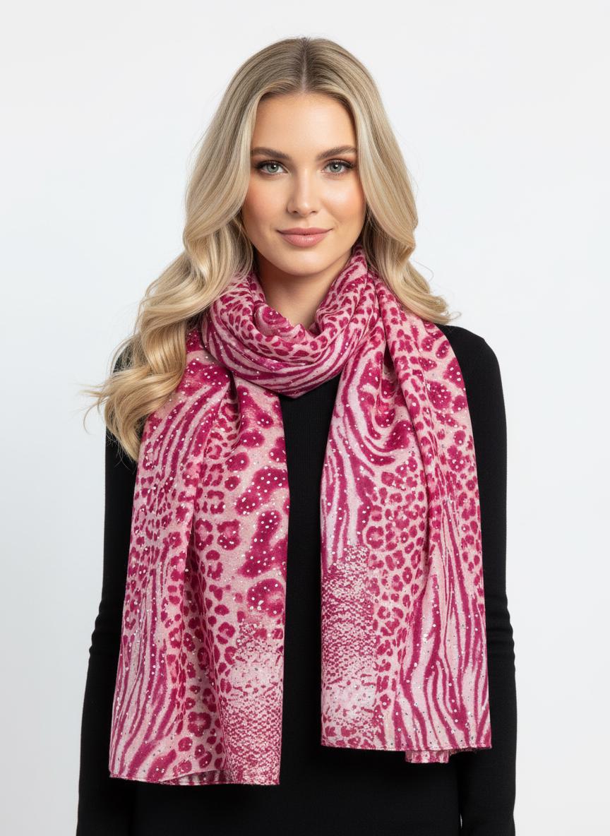 Glitter Gold Metallic Animal Print Scarf Scarves Wrap Shawls For Women Comes with a gift bag