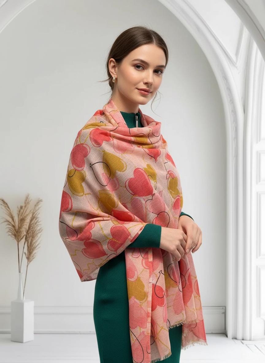 Love Heart Print Fashion Scarf Scarves Wrap Shawl For Women Comes with a gift bag