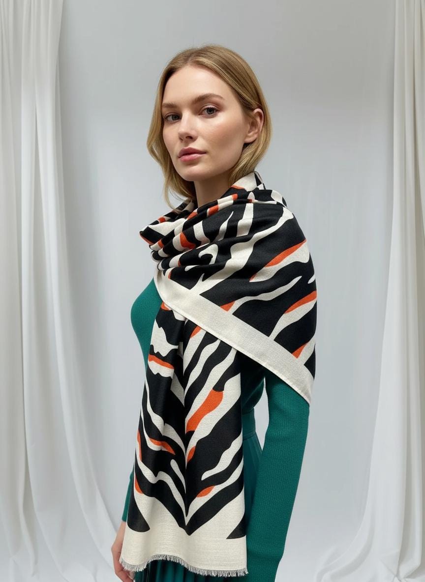 Zebra Print Scarf Shawl For Women Comes with a gift bag