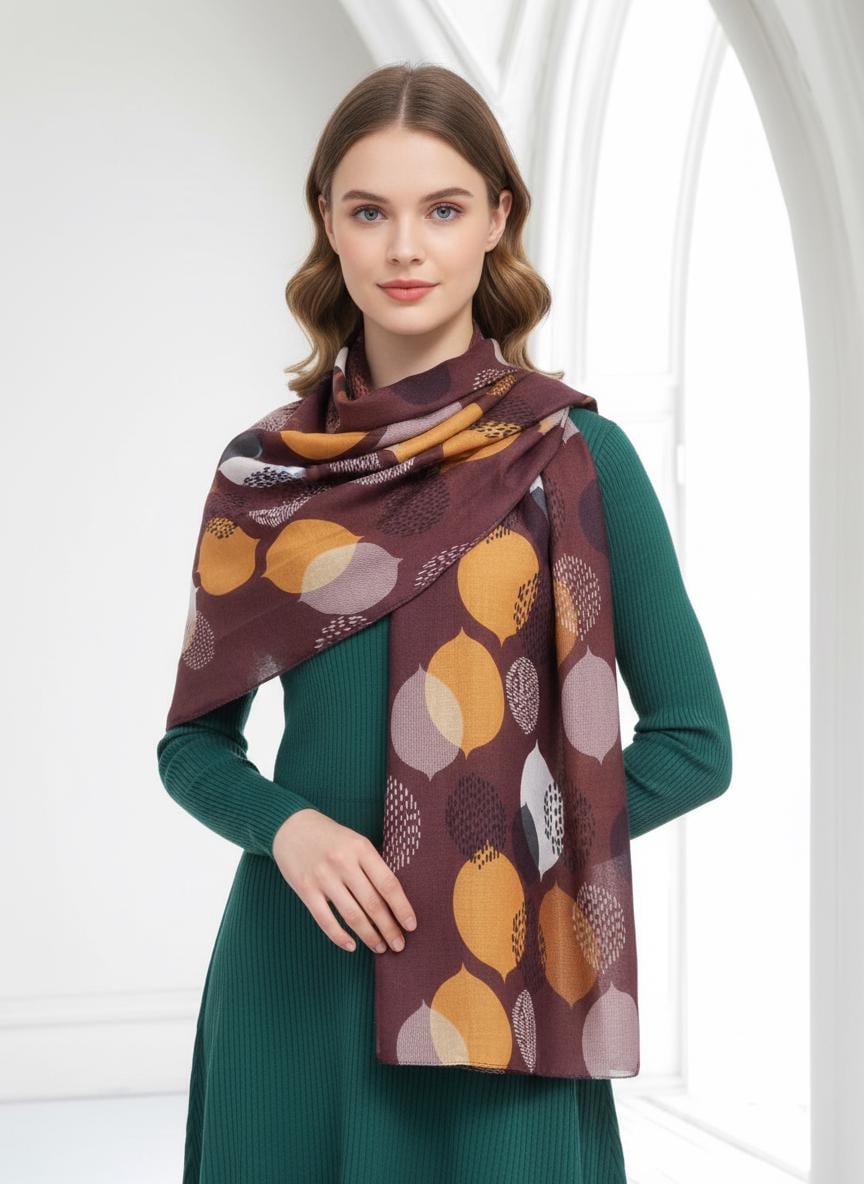 Lightweight Tree Leaf Leaves Print Scarf For Women Comes with a gift bag