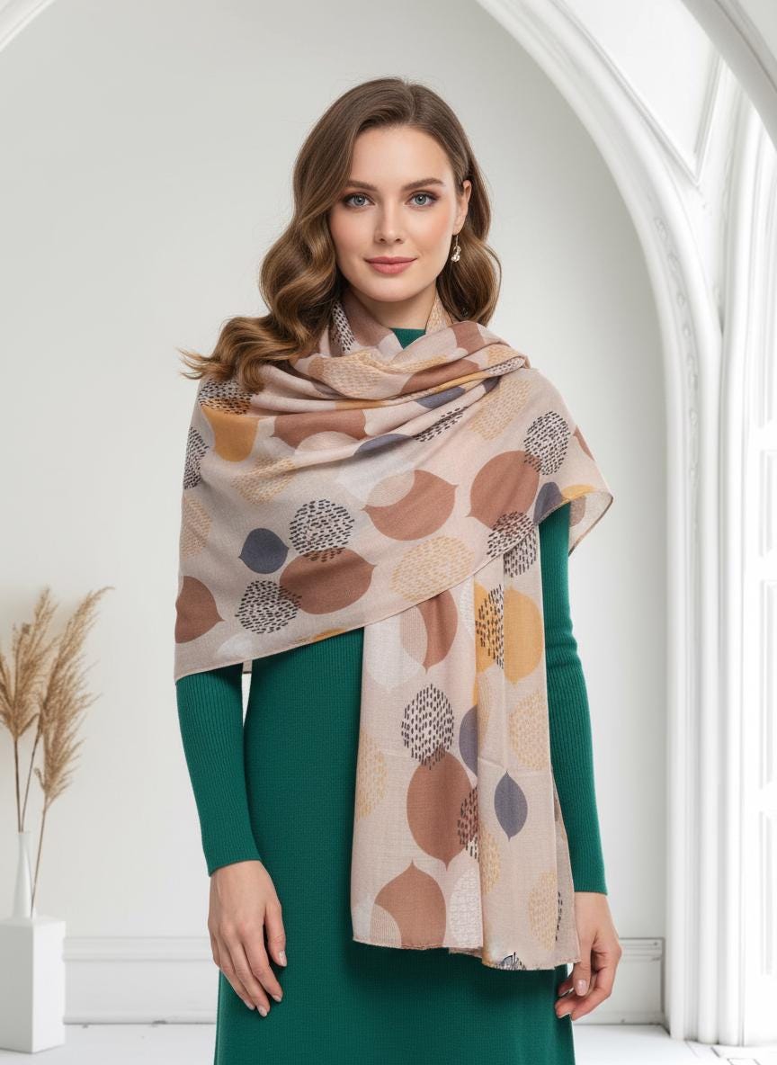 Lightweight Tree Leaf Leaves Print Scarf For Women Comes with a gift bag