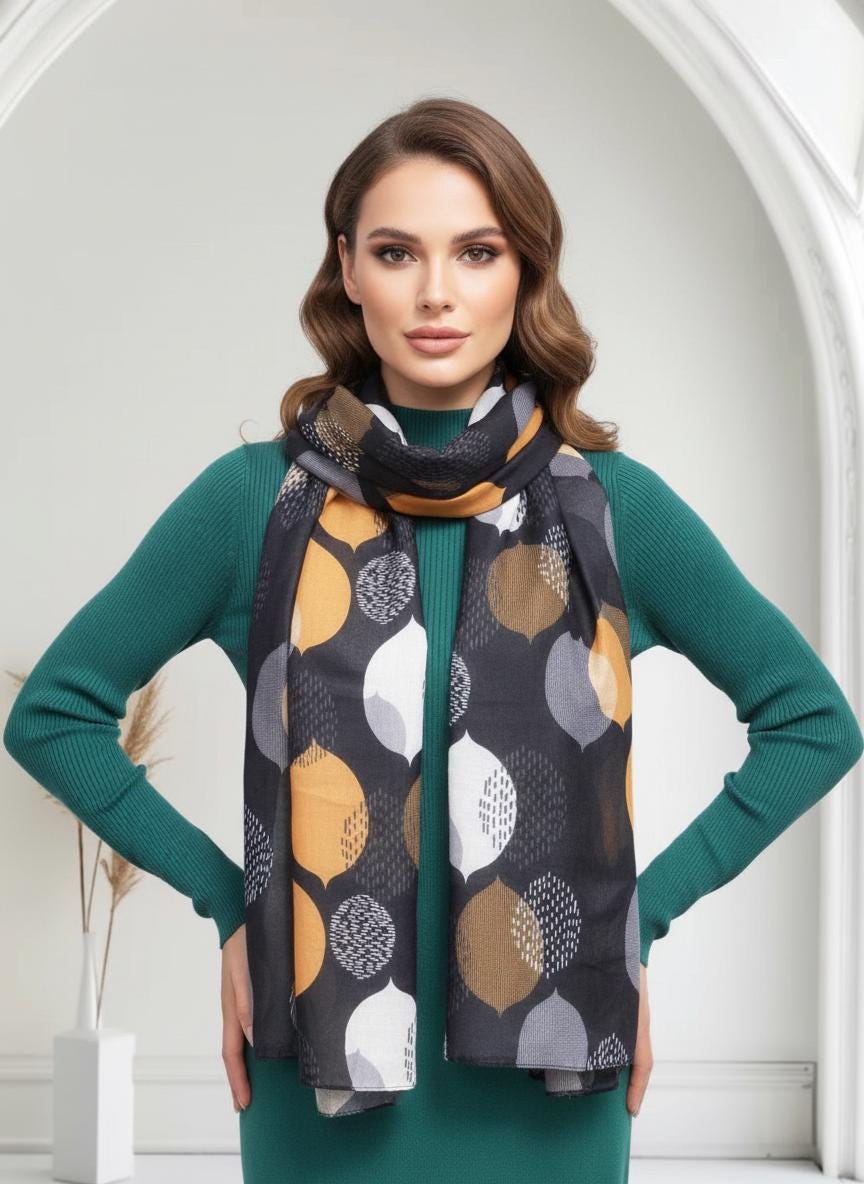 Lightweight Tree Leaf Leaves Print Scarf For Women Comes with a gift bag