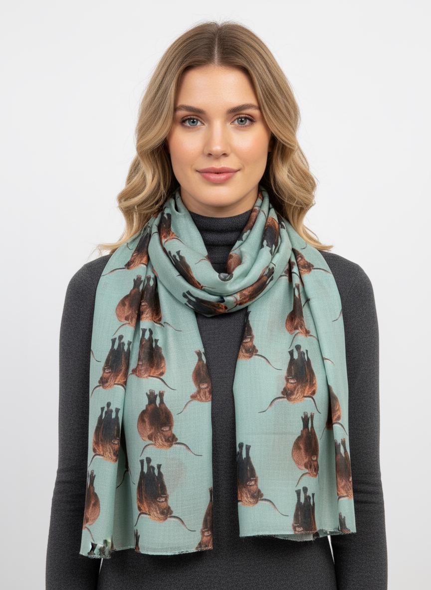 Scottish Highland Cow Printed Scarf with Horns Print Scarves Wrap Comes with a gift bag