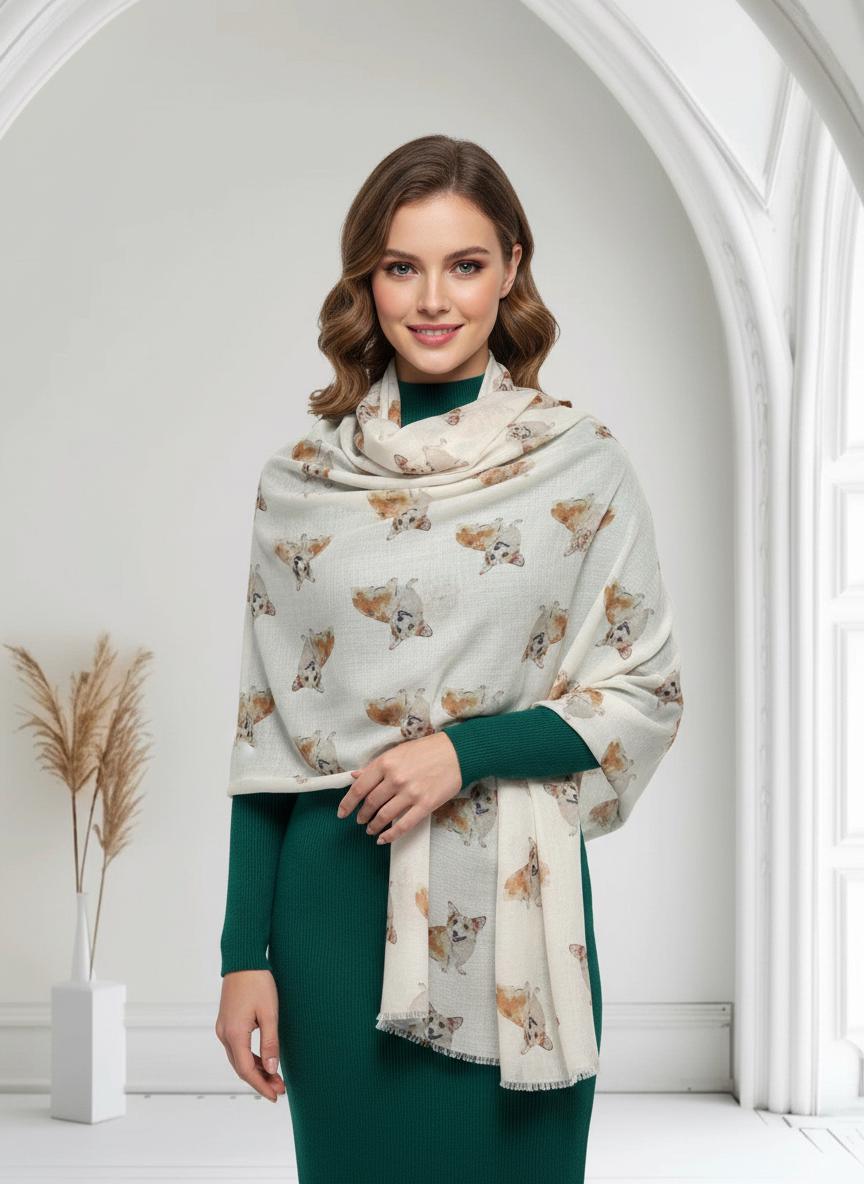 Corgi Dog Print Soft Scarf For Dog Lovers Comes with a gift bag