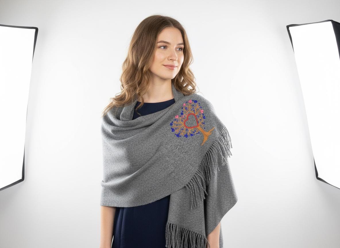 Personalised Embroidered Scarf Wrap Pashmina, Gifts For Her, Teacher Gifts Comes with a gift bag