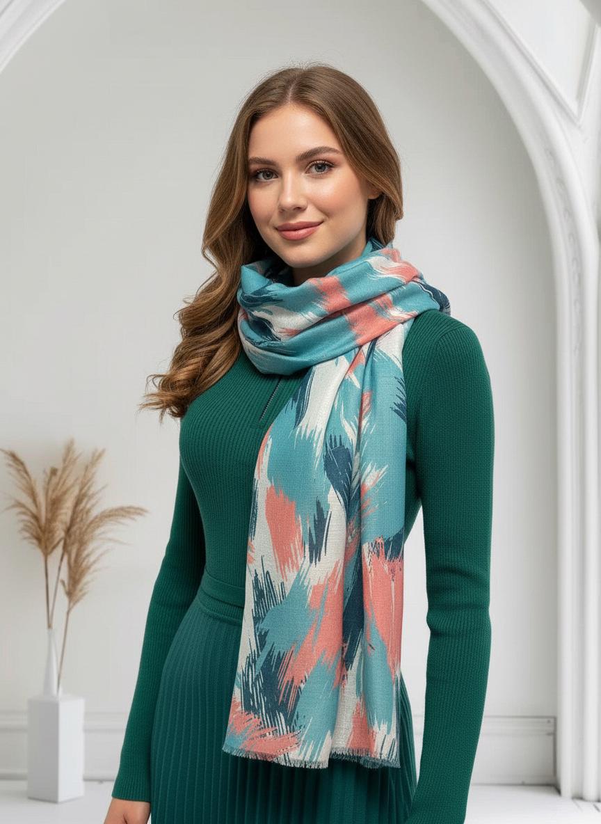 Art Brush Print Scarf: Lightweight Polyester Shawl Comes with a gift bag