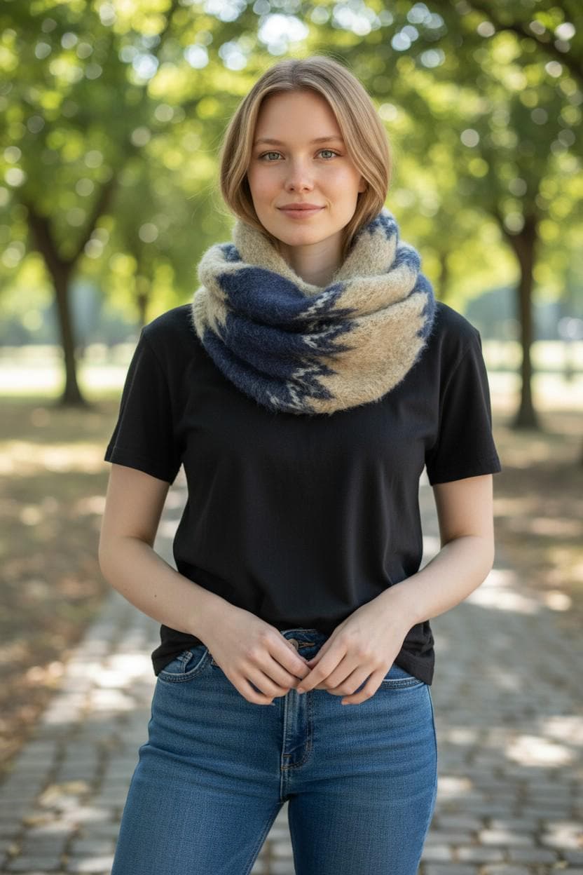 Knitted Zigzag Snood Infinity Scarf For Winter Comes with a gift bag presentation