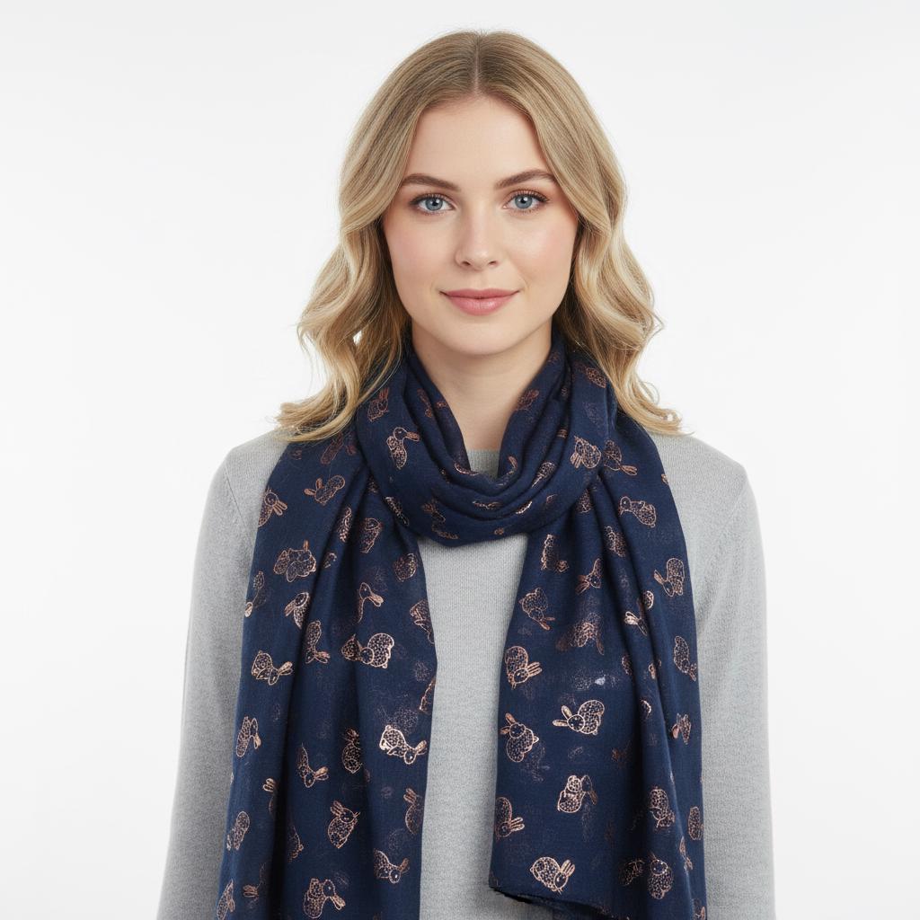 Glitter Bunny Rabbit print scarf for women Comes with a gift bag