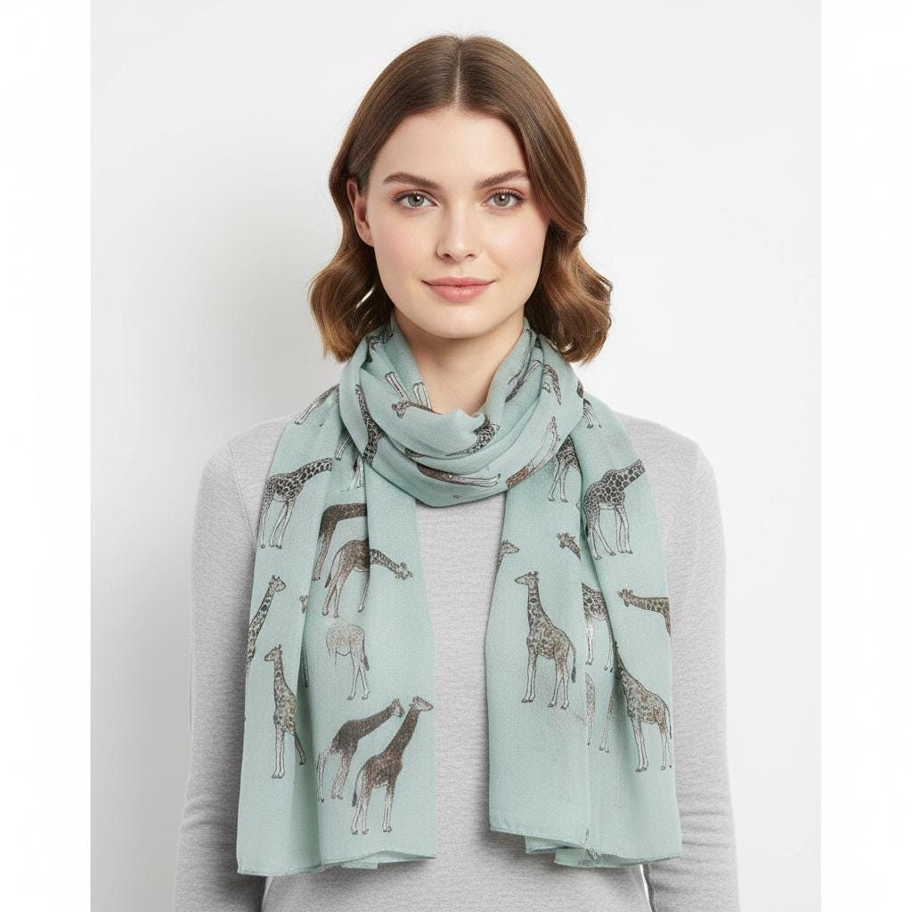 Giraffe Print Scarf: All Seasons Shawl Wrap Comes with a gift bag