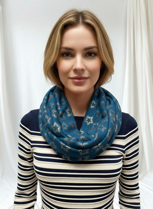 Large Glitter Stars Print Snood Gift For Her Comes with a gift bag