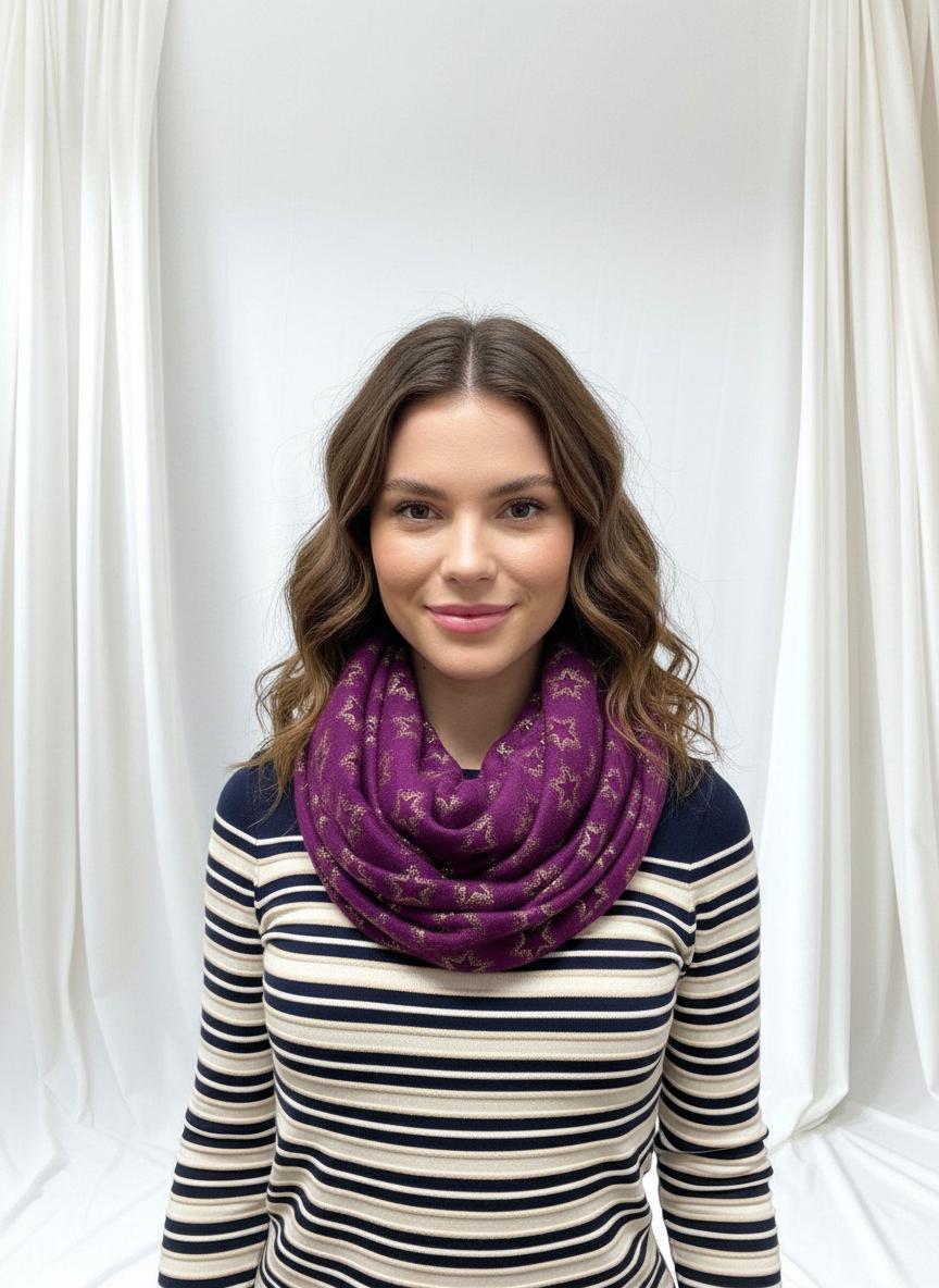 Large Glitter Stars Print Snood Gift For Her Comes with a gift bag