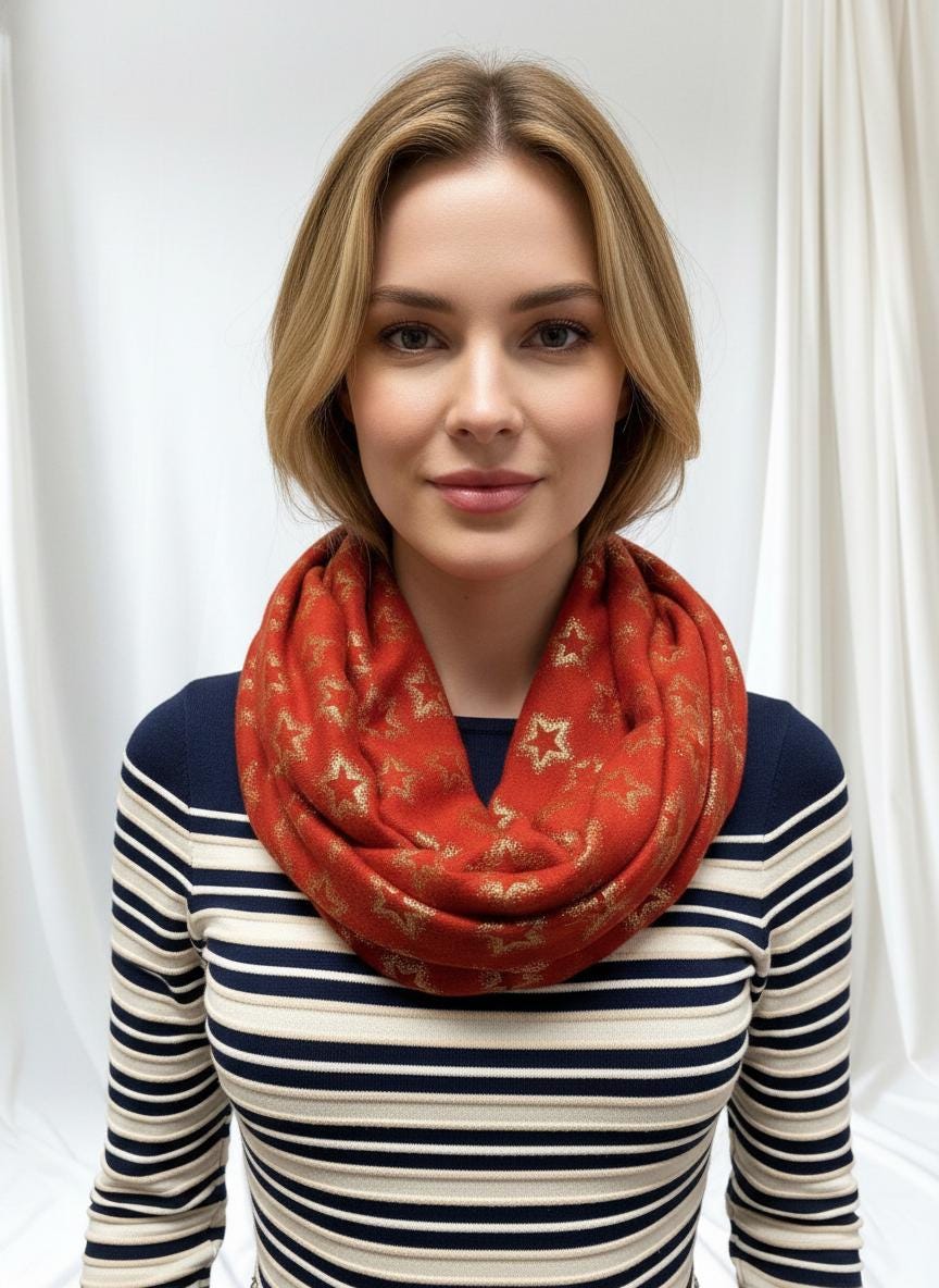 Large Glitter Stars Print Snood Gift For Her Comes with a gift bag
