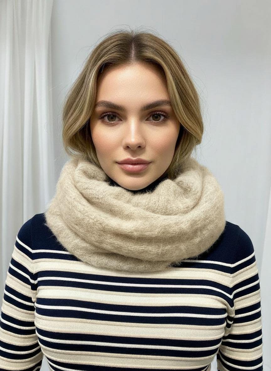 Knitted Aran Style Pattern Snood Soft Infinity Scarf For Winter Comes with a gift bag
