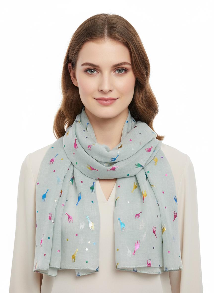 Glitter Giraffe Print Fashion Scarf Wrap For Women Comes with a gift bag