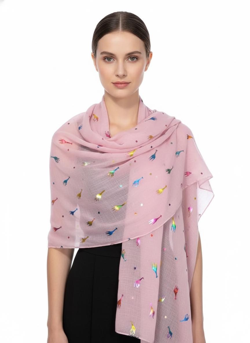 Glitter Giraffe Print Fashion Scarf Wrap For Women Comes with a gift bag