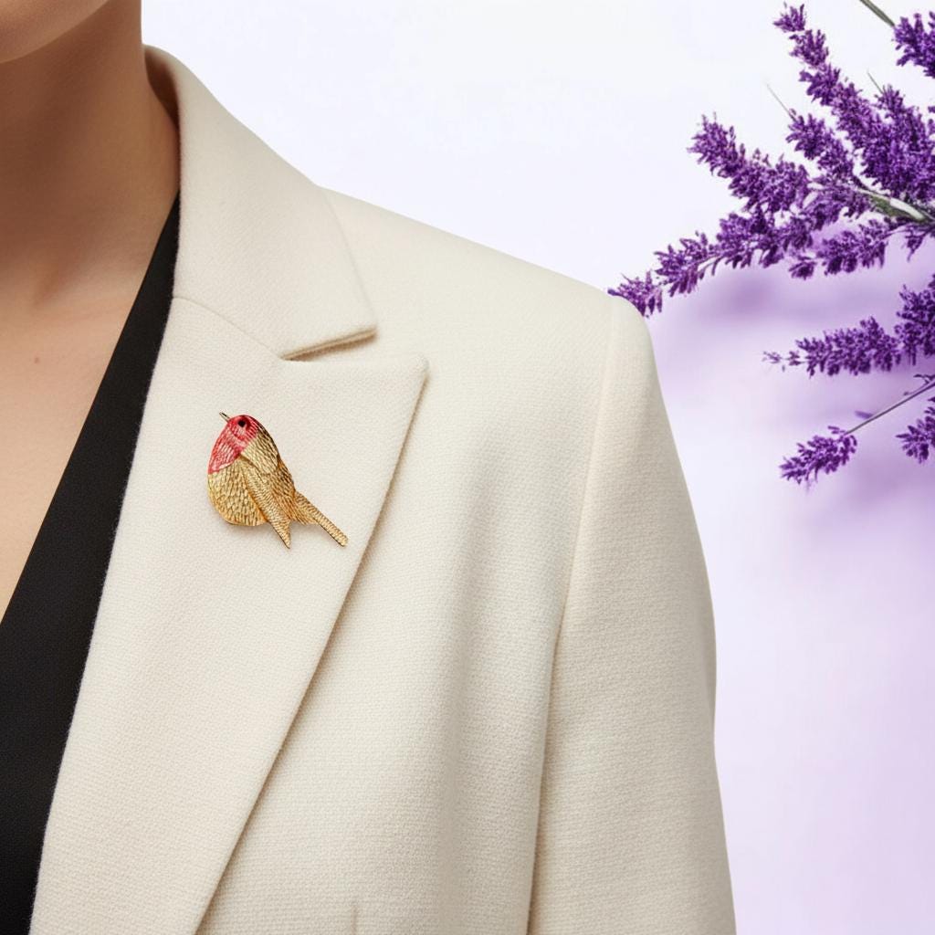 Robin Bird Scarf Warm Polyester Wrap Shawl With A Magnetic Brooch Comes with a gift bag