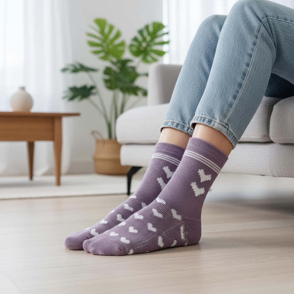 Ladies Seamless Soft Comfort Zebra Heart Pattern Crew Socks Premium Quality Gift for Her
