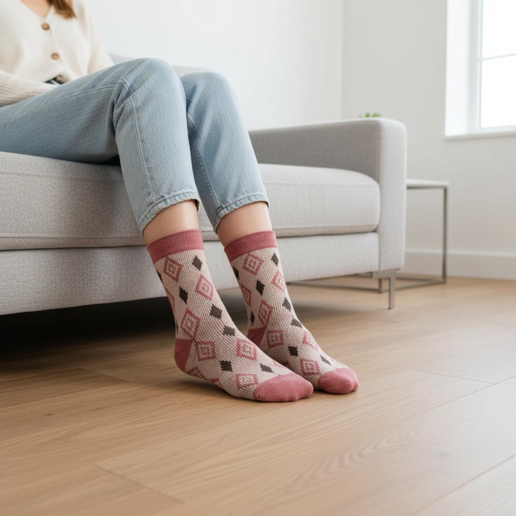 Ladies Seamless Soft Comfort Set of 5 Leopard Diamond Tree Pattern Crew Socks Premium Quality Gift for Her comes with a gift bag