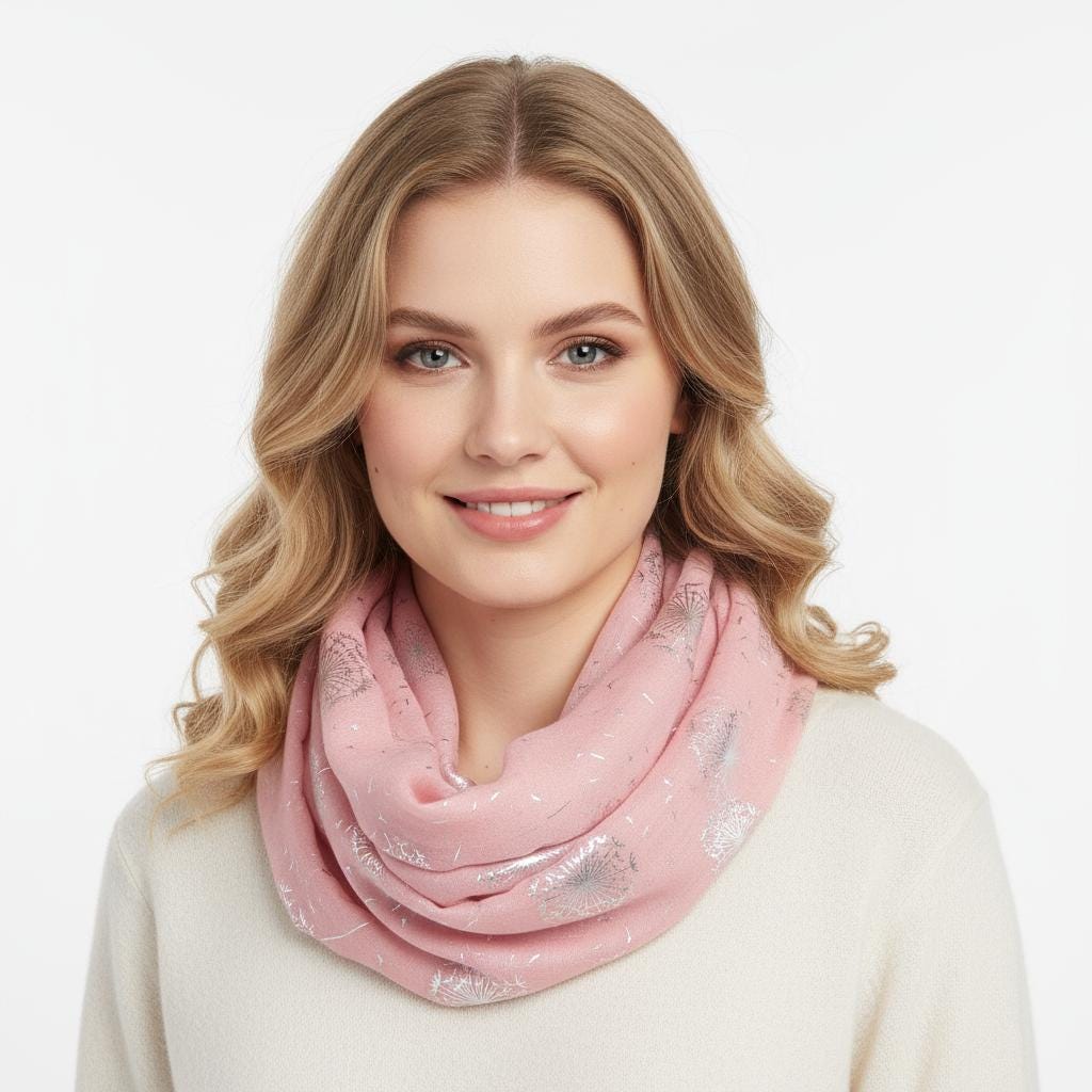 Lightweight Glitter Dandelion Snood Infinity Scarf Comes with a gift bag