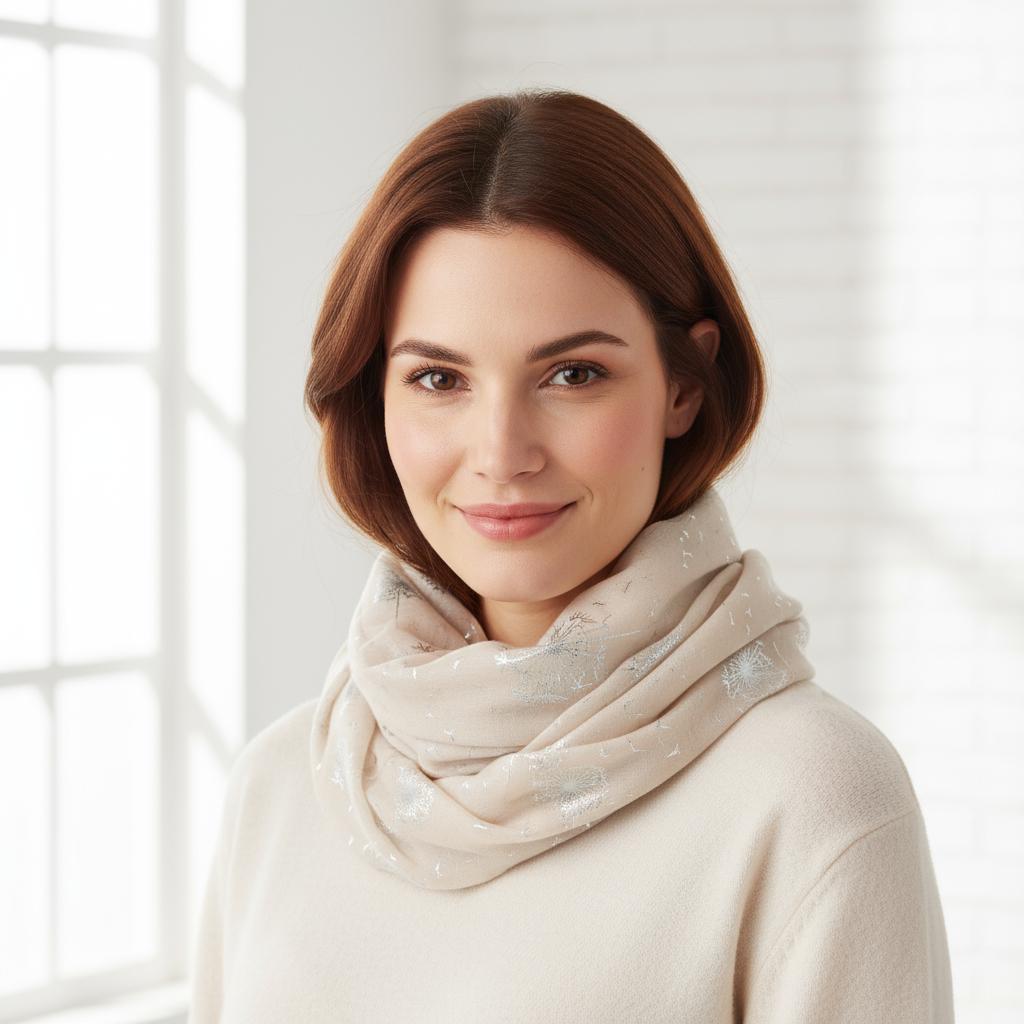 Lightweight Glitter Dandelion Snood Infinity Scarf Comes with a gift bag