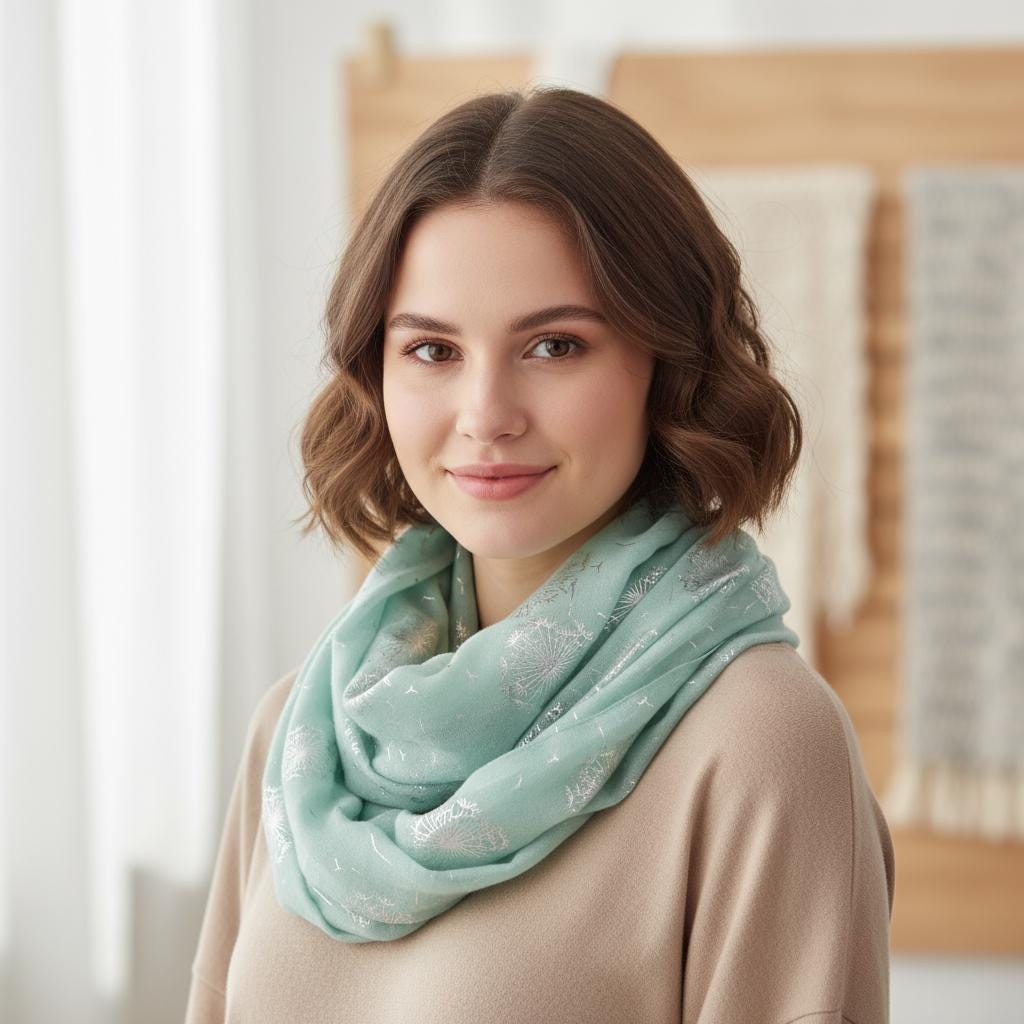 Lightweight Glitter Dandelion Snood Infinity Scarf Comes with a gift bag