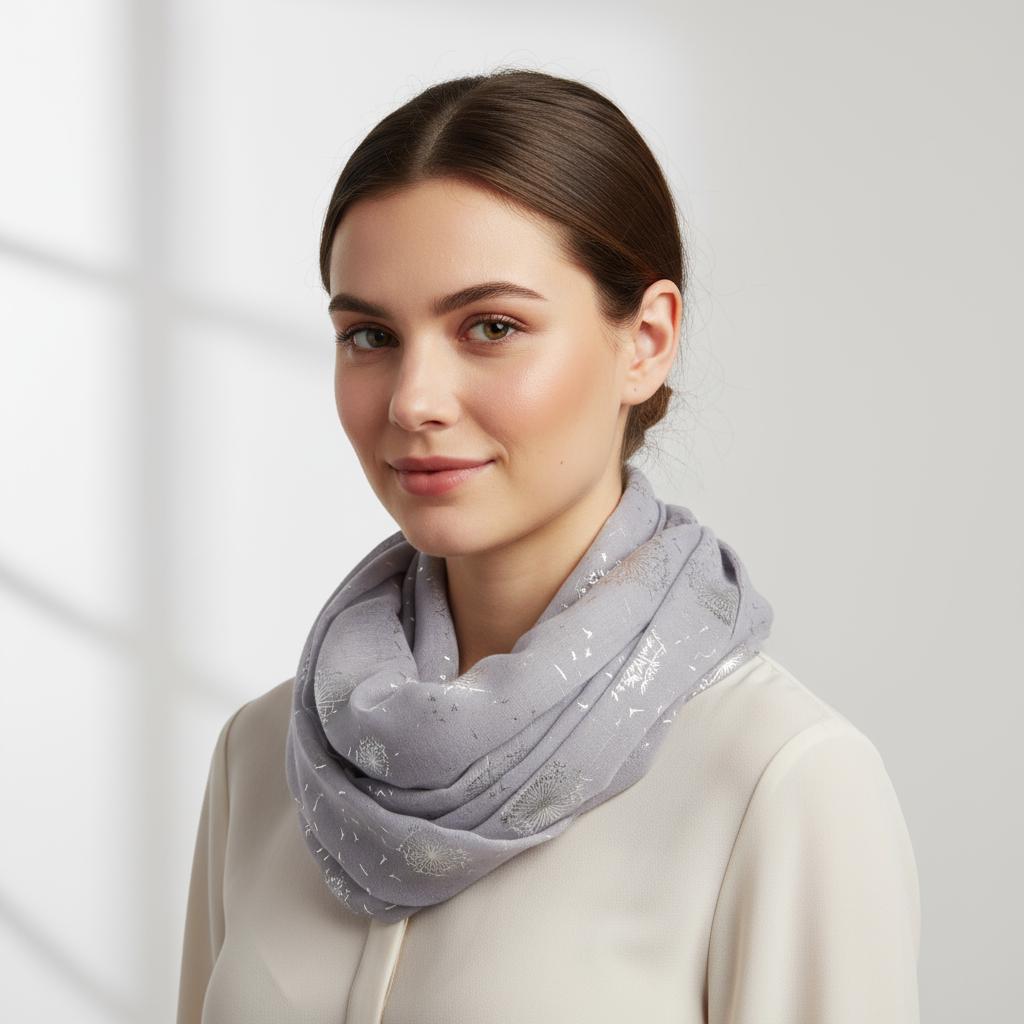 Lightweight Glitter Dandelion Snood Infinity Scarf Comes with a gift bag