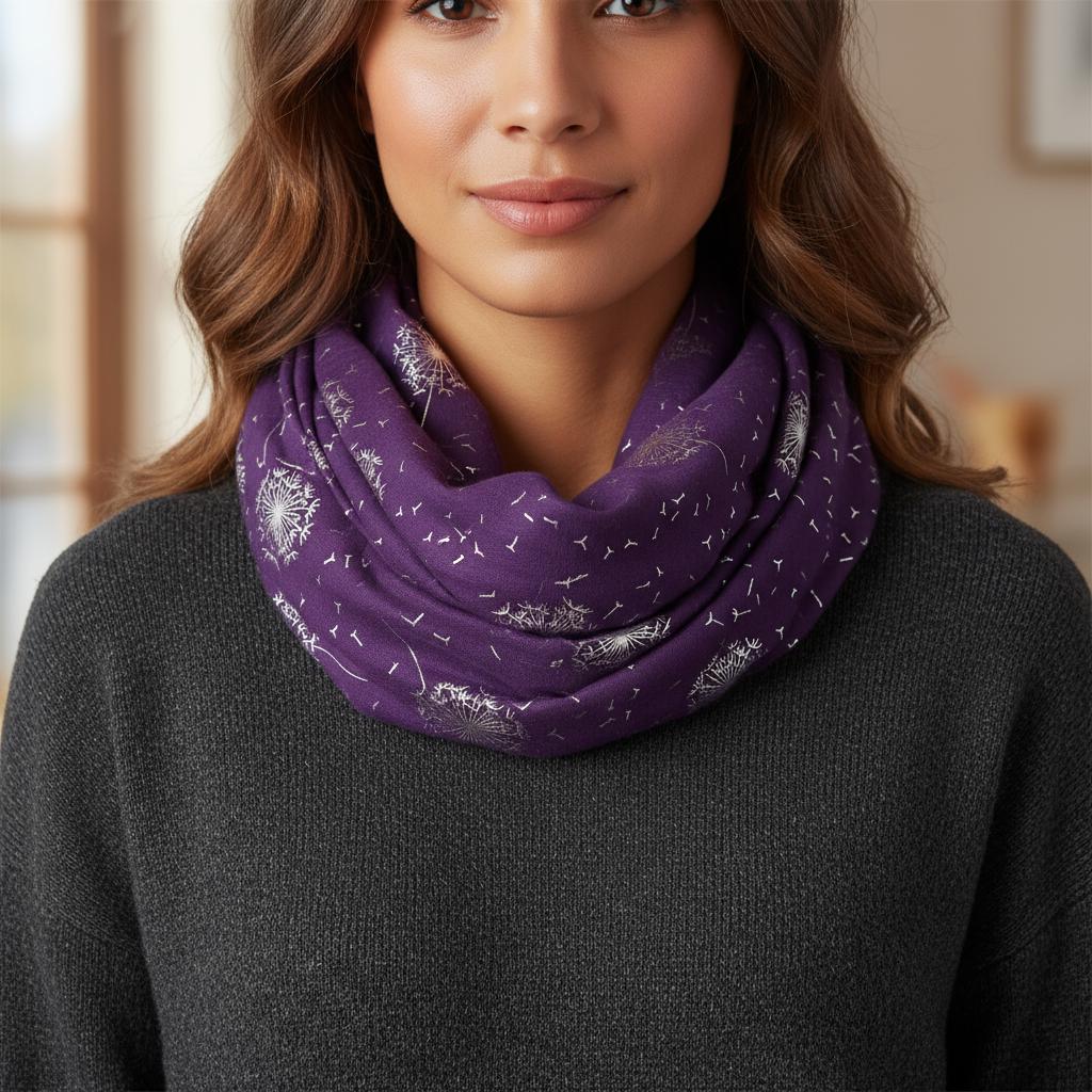 Lightweight Glitter Dandelion Snood Infinity Scarf Comes with a gift bag