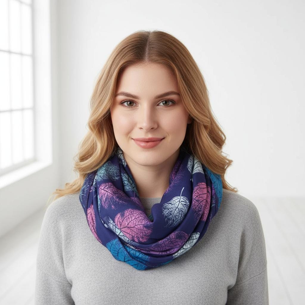 Lightweight Tree Leaf Leaves Print Snood Infinity Scarf Comes with a gift bag