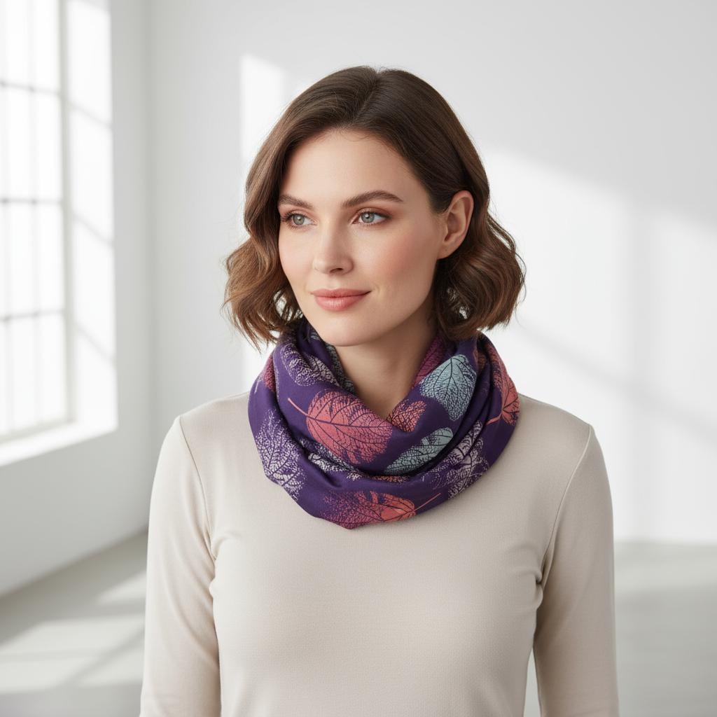 Lightweight Tree Leaf Leaves Print Snood Infinity Scarf Comes with a gift bag