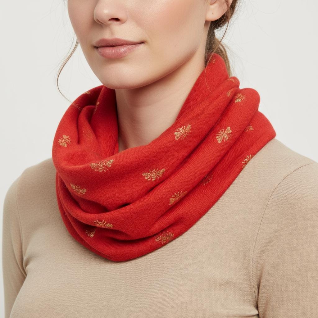 Lightweight Glitter Foil Bee Snood Infinity Scarf Comes with a gift bag