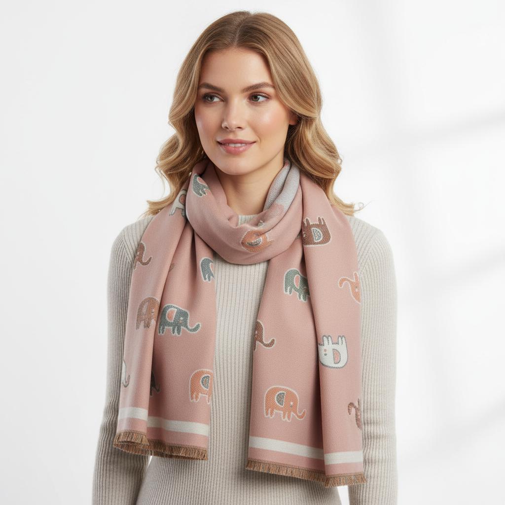 Elephant Scarf Warm Pashmina Wrap Gift for Her Comes with a gift bag