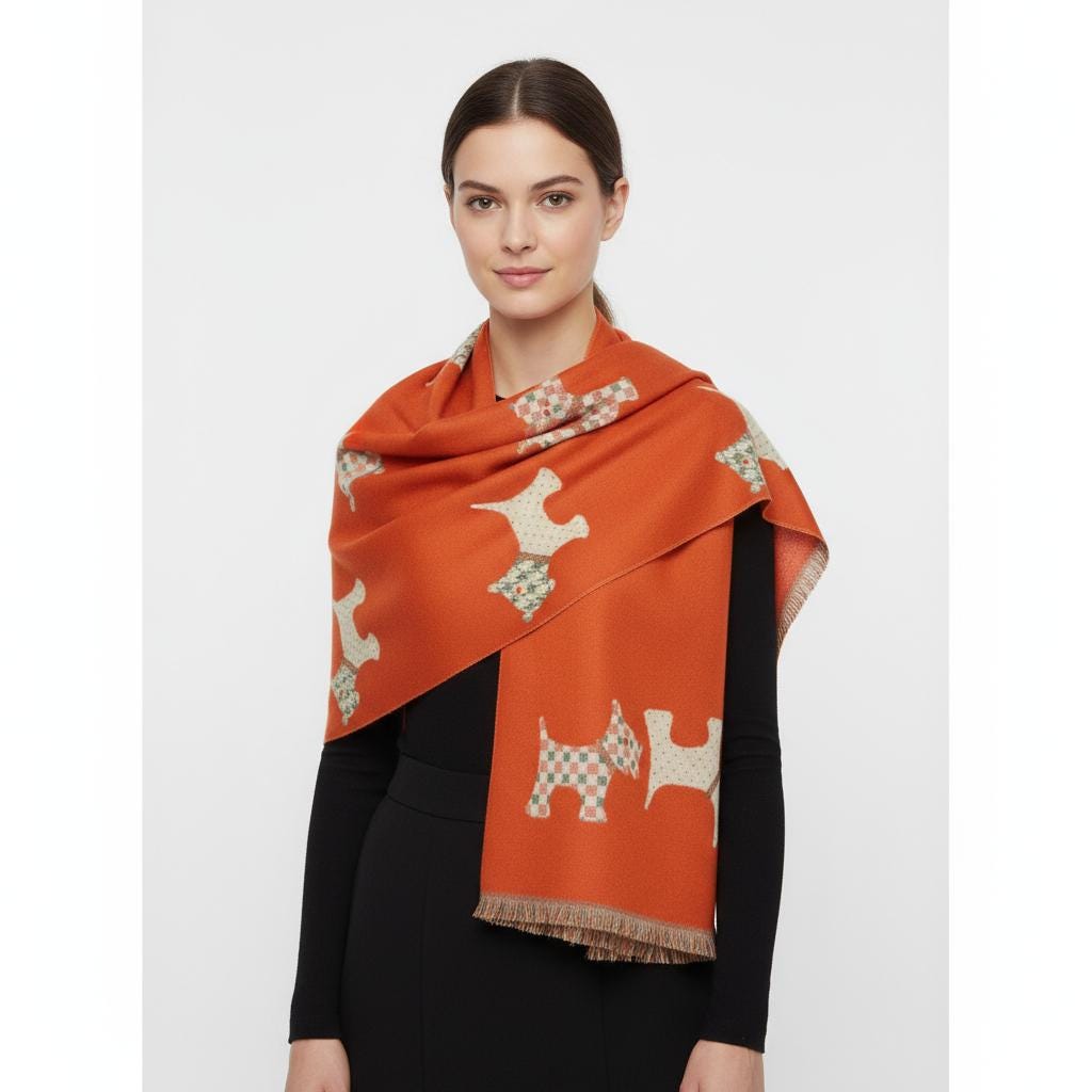 Scottie Dog Print Shawl Wrap Scarf Wrap Pashmina Comes with a gift bag