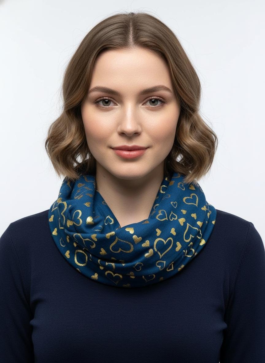 Glitter Heart Snood For Her Gift For Teacher Sister Comes with a gift bag