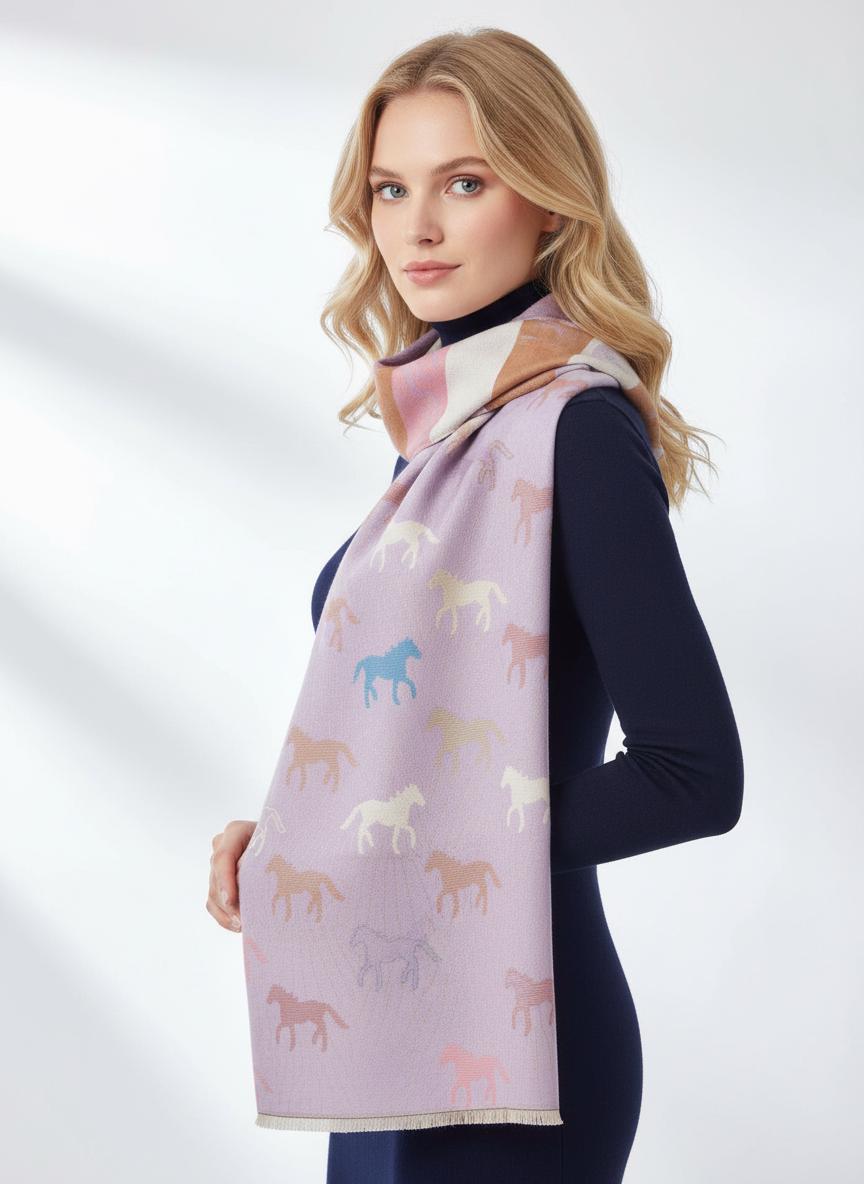 Warm Soft Horses Print Winter Scarf Blanket Wrap Scarves Comes with a gift bag