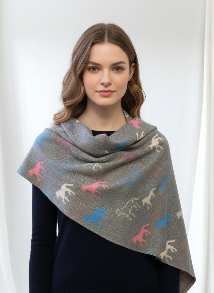 Warm Soft Horses Print Winter Scarf Blanket Wrap Scarves Comes with a gift bag