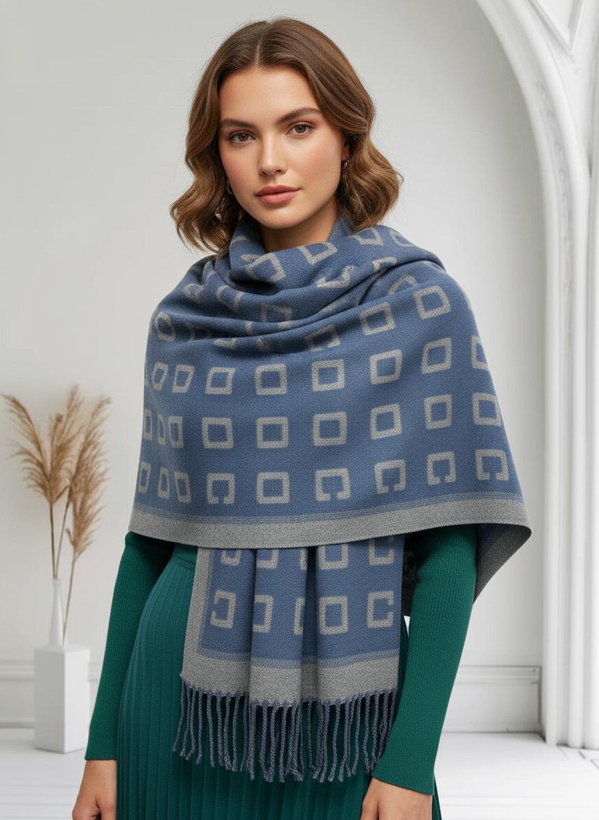 Cashmere Blend Scarf Blanket with Fringes With A Free Tree of Life Brooch Comes with a gift bag