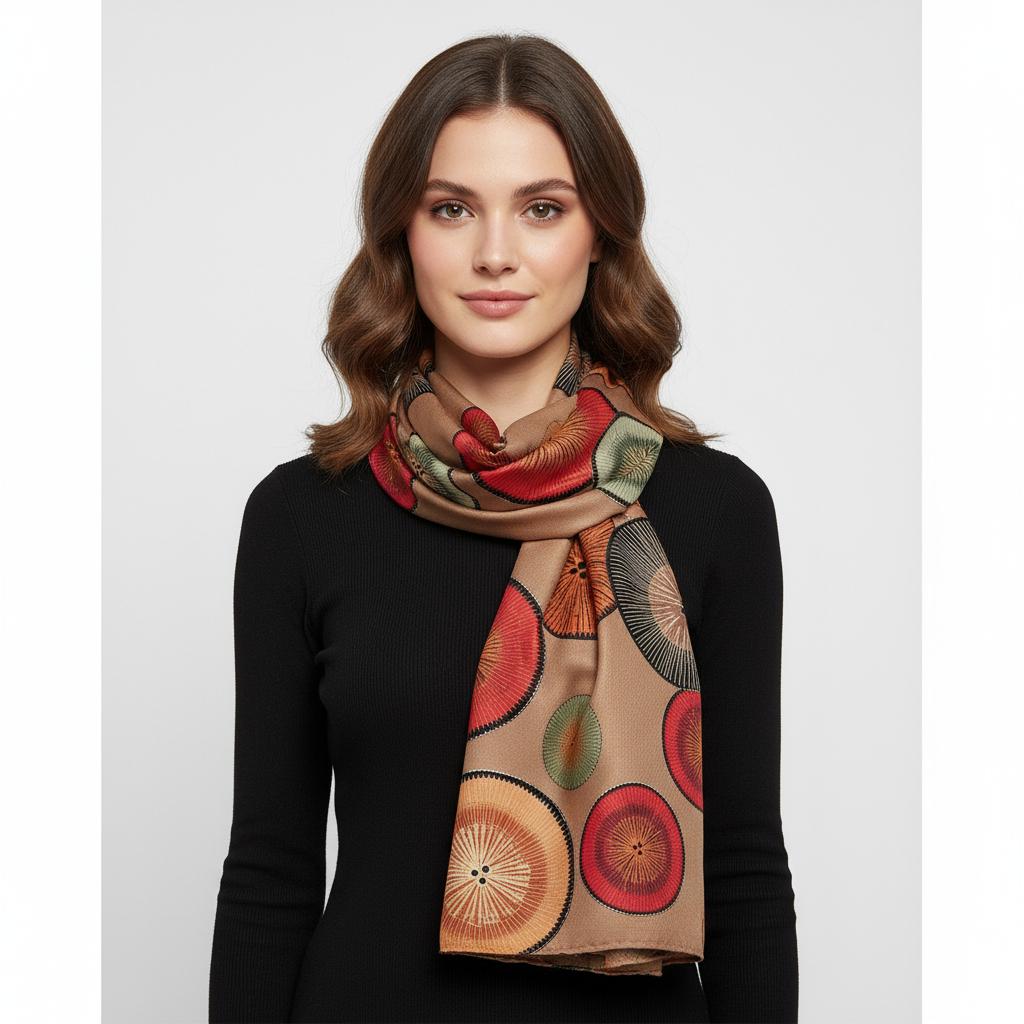 Bold Abstract Circle Pattern Fashion Scarf Wrap Shawl Pashmina Shawl Rose Gold Outline Comes with a gift bag