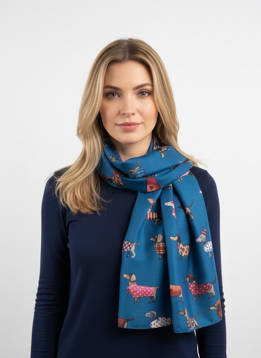 Sausage Dog Dachshund Soft Scarf For Dog Lovers Comes with a gift bag