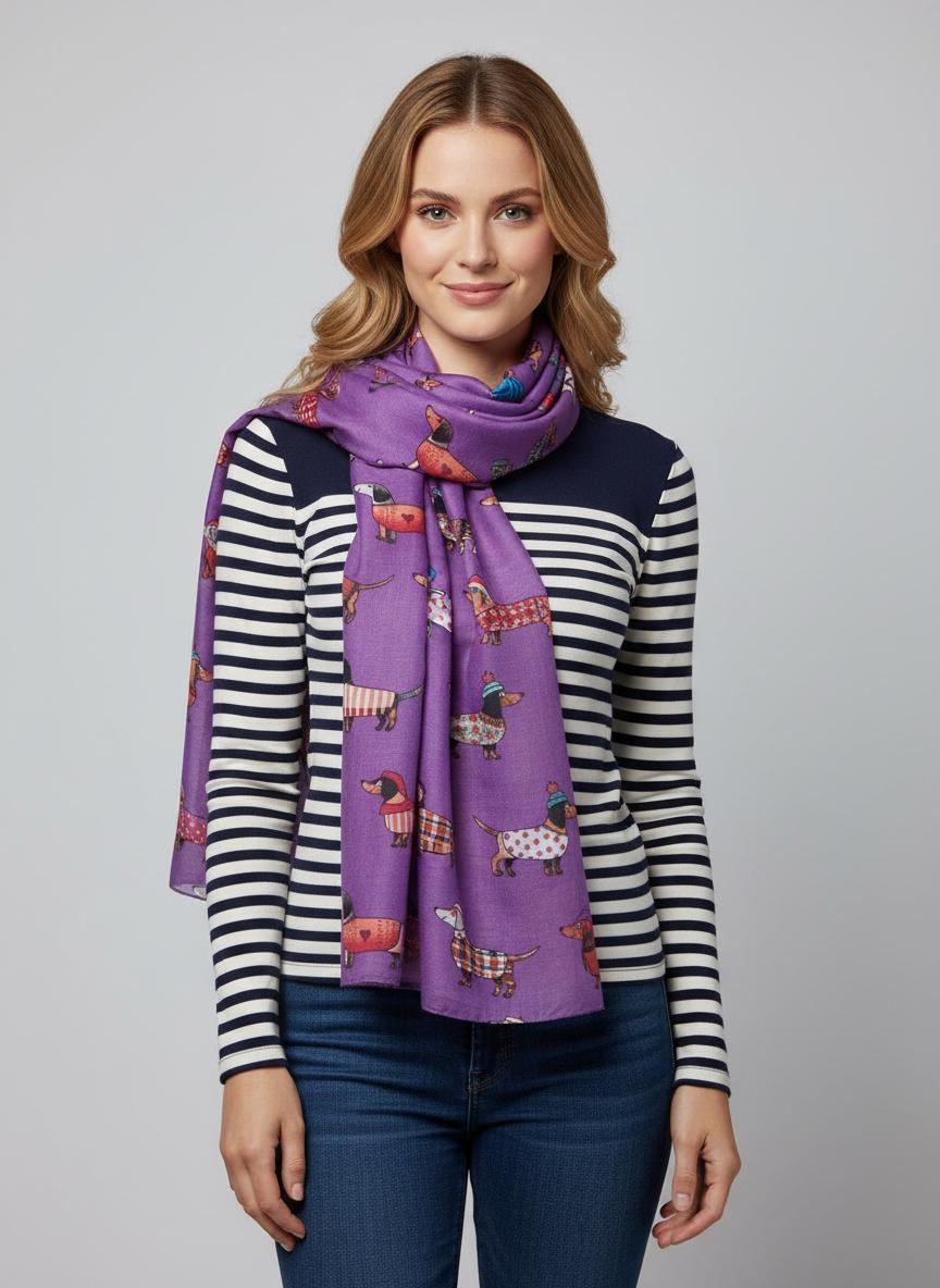 Sausage Dog Dachshund Soft Scarf For Dog Lovers Comes with a gift bag