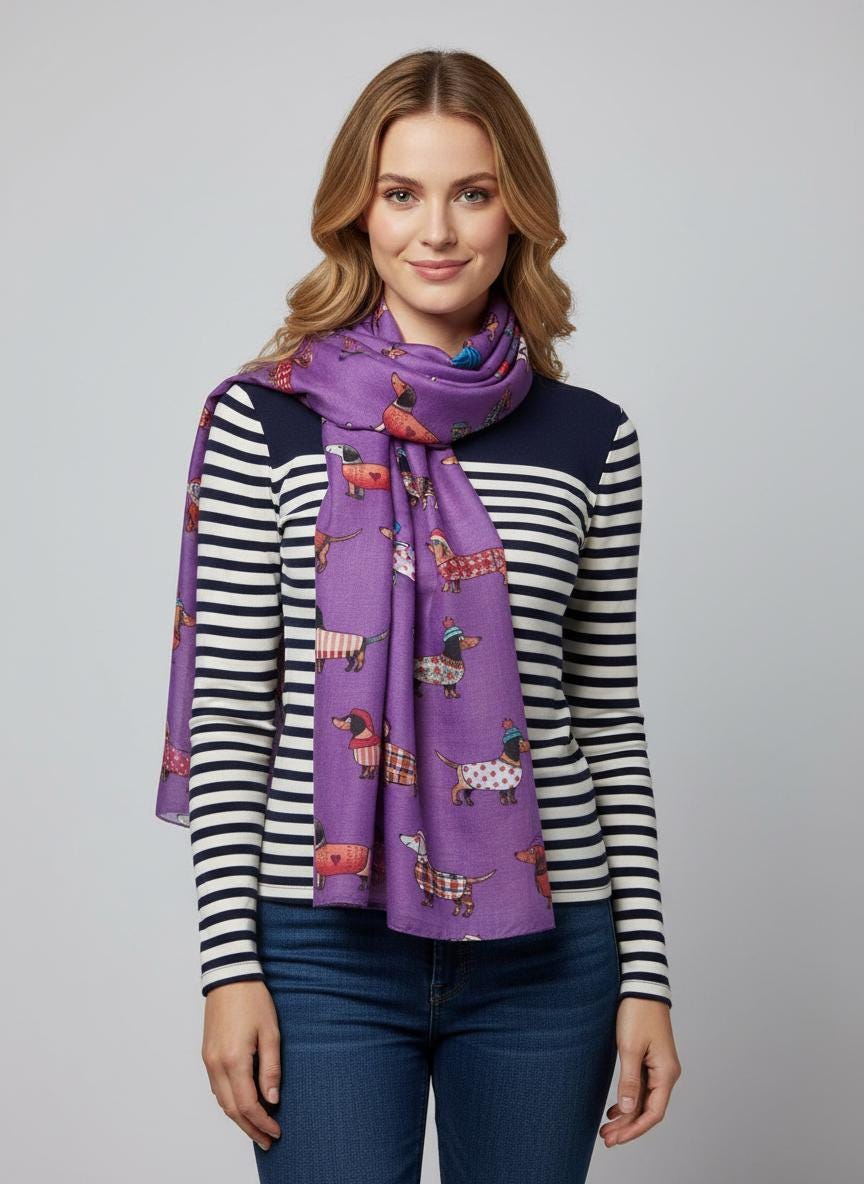 Sausage Dog Dachshund Soft Scarf For Dog Lovers Comes with a gift bag