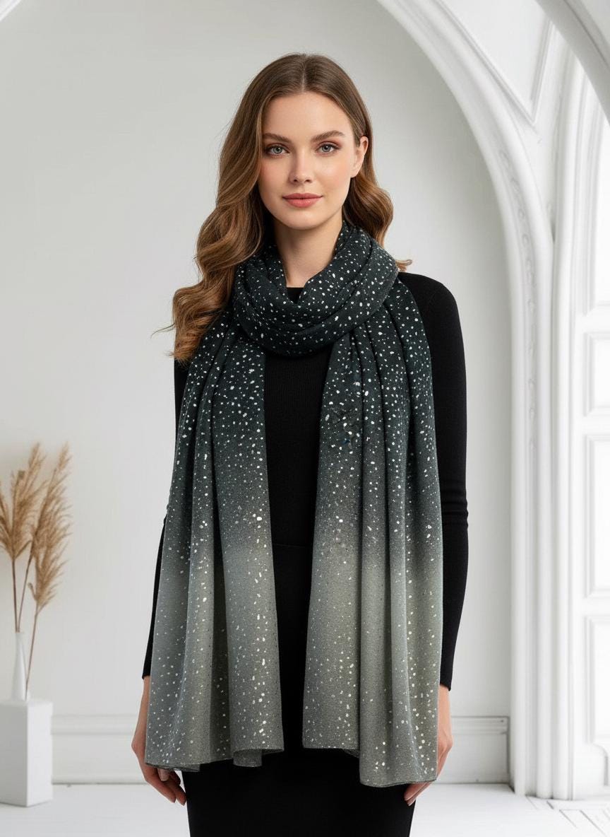 Glitter Dots Gradient Print Ladies Celebrity Style Scarves Scarf Wrap Comes with a gift bag