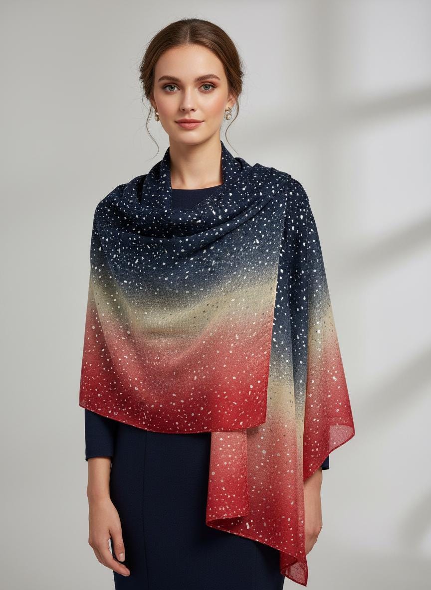 Glitter Dots Gradient Print Ladies Celebrity Style Scarves Scarf Wrap Comes with a gift bag