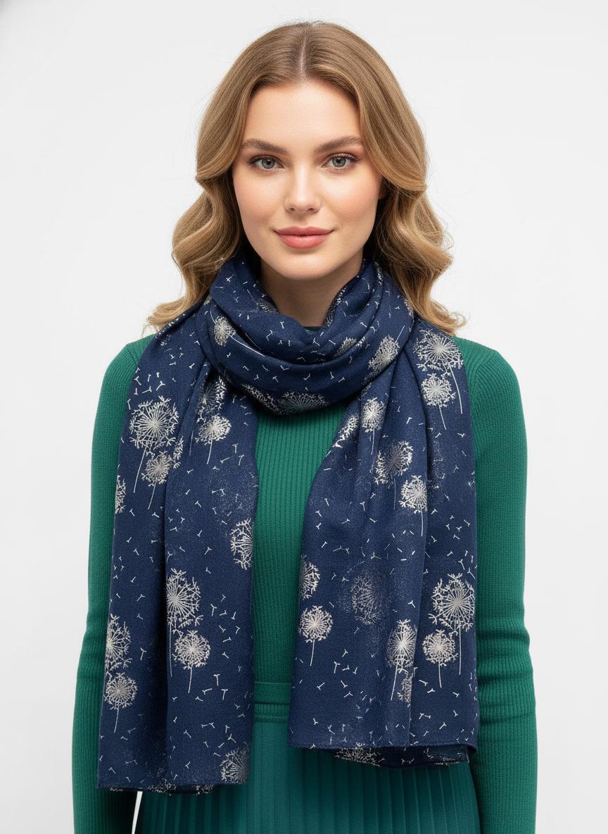 Glitter Shimmer Dandelion Print Scarf For Women Comes with a gift bag