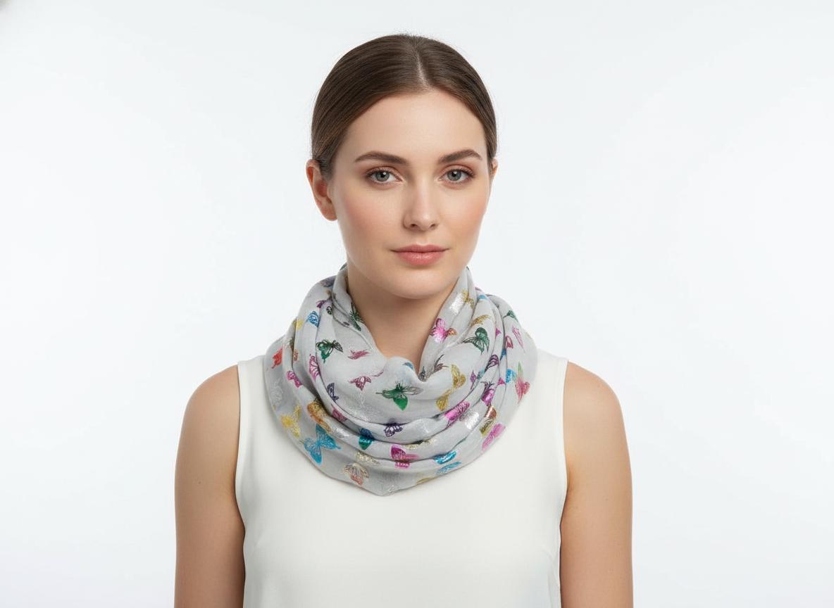 Lightweight Glitter Butterfly Snood Infinity Scarf Comes with a gift bag